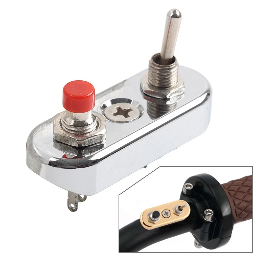 Mini Vintage Motor Toggle Push Button Switch For Harley 7/8" 1" Handlebar