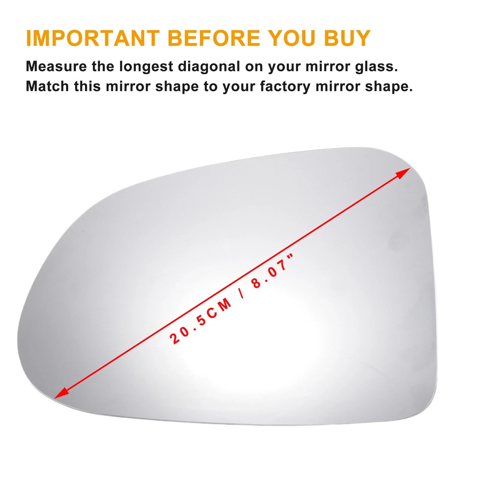 Left Driver Side Mirror Glass Non Heated White for Hyundai (2007–2016)