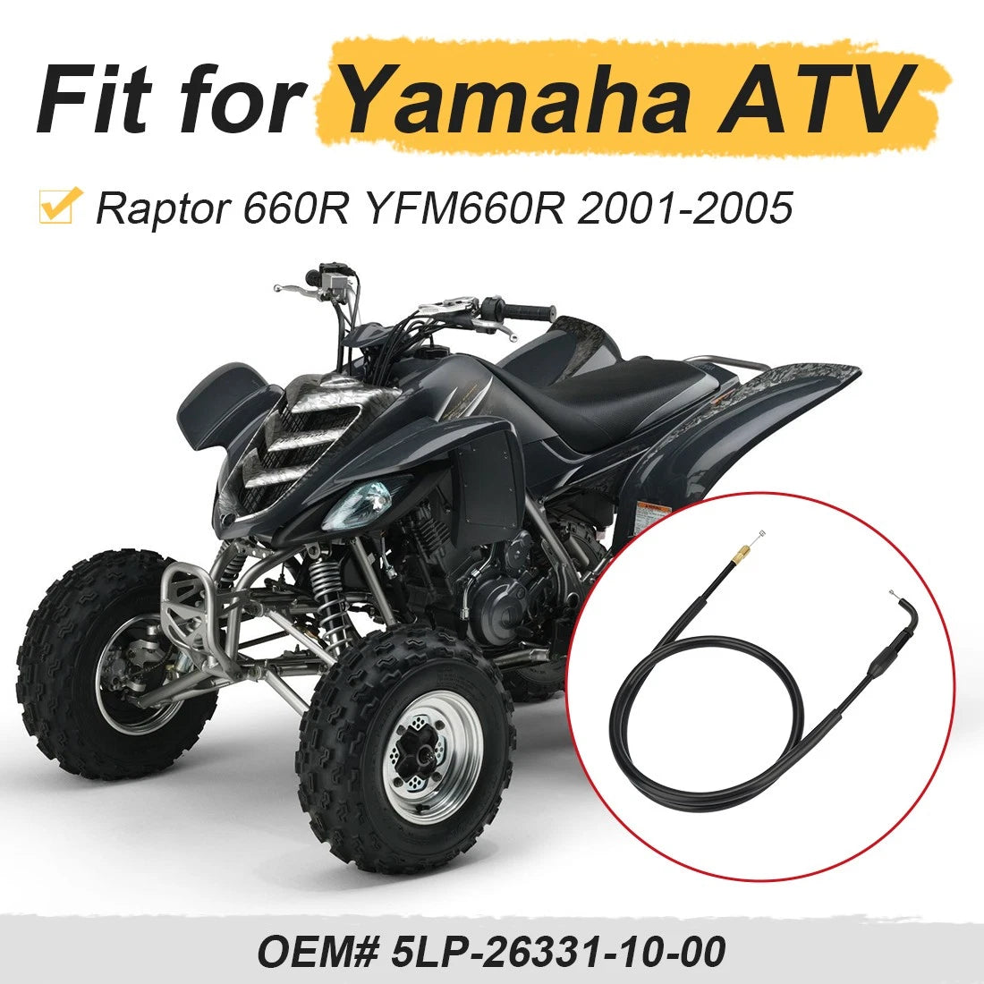 Choke Starter Cable for Yamaha Raptor 660R (2001–2005) #5LP-26331-10-00