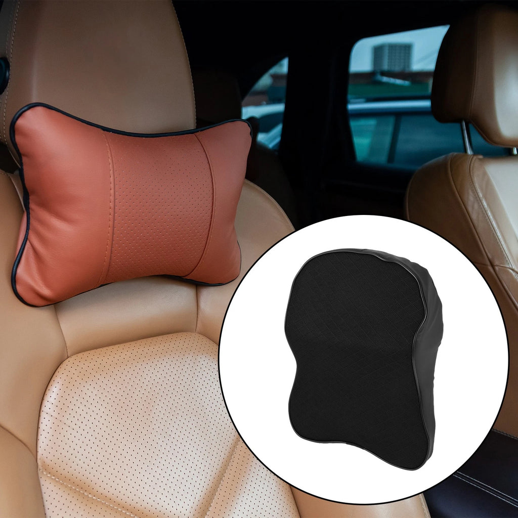 Car Seat Headrest Pillow for Neck Back (Terylene Memory Foam, Black)