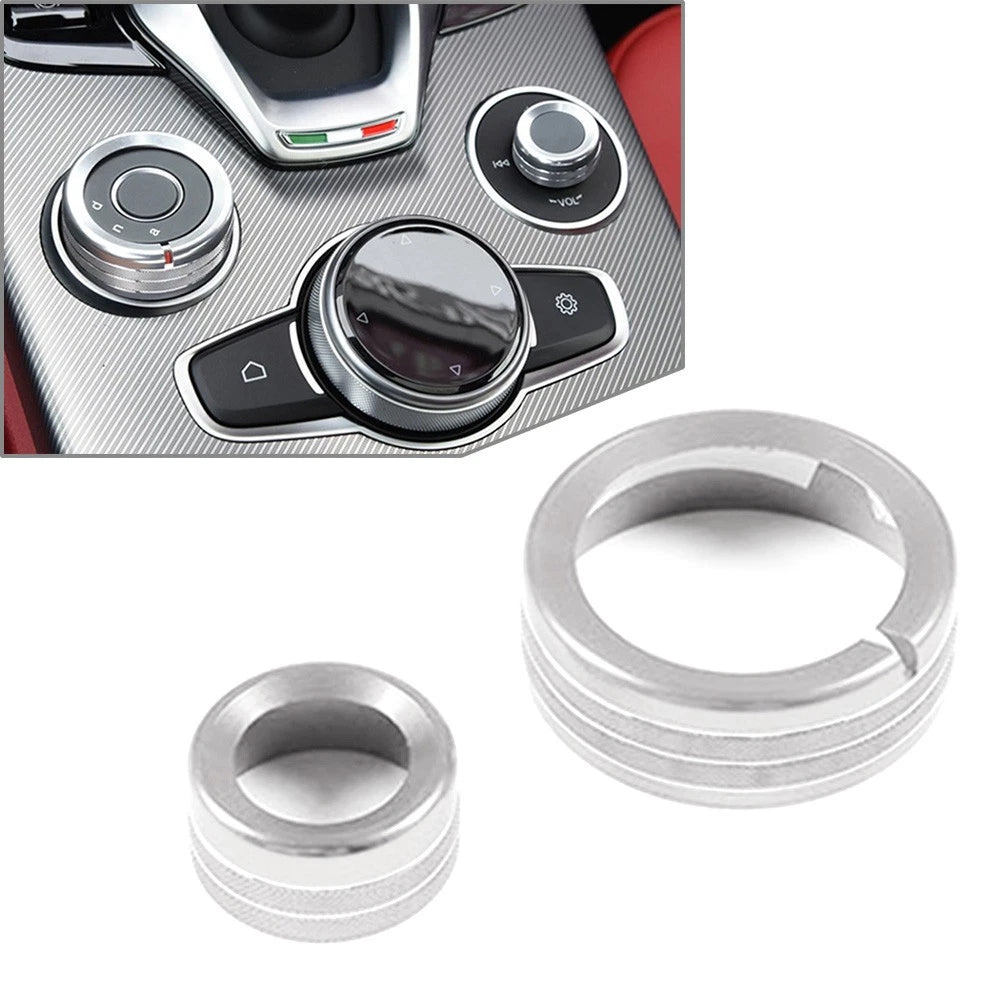 Central Control Multimedia Knob Ring Silver for Alfa Romeo Giulia Stelvio (2020–2021)