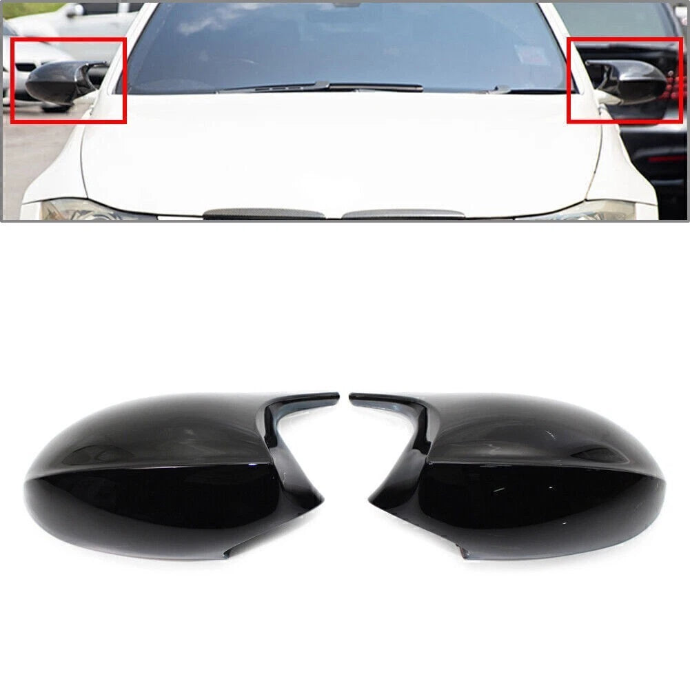 2pcs Gloss Black Rear View Mirror Cover Shell for BMW E90 E91 (2006–2012)