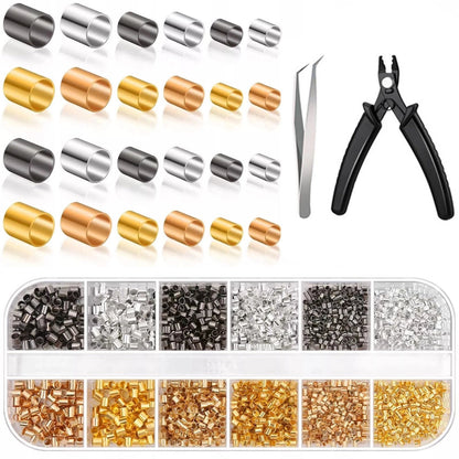 Crimping Beads Set with Plier Tweezers for Jewelry Making (2200PCS)
