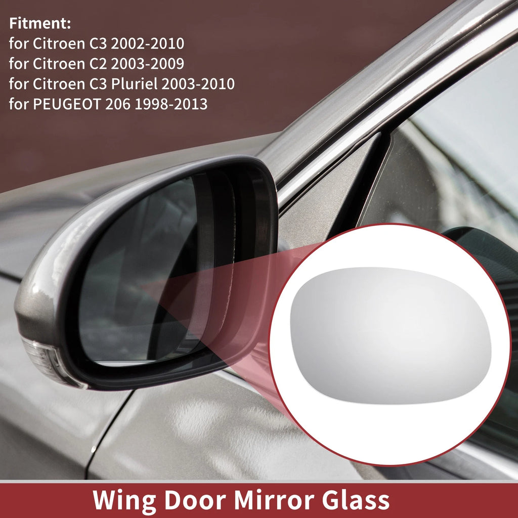1 Pc Left Side Wing Mirror Glass for Citroen C3 (2002–2010)