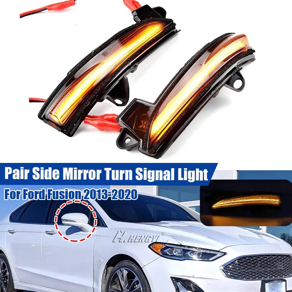 LED Sequential Side Turn Signal Mirror Blinker Light for Ford Fusion (2013–2020)