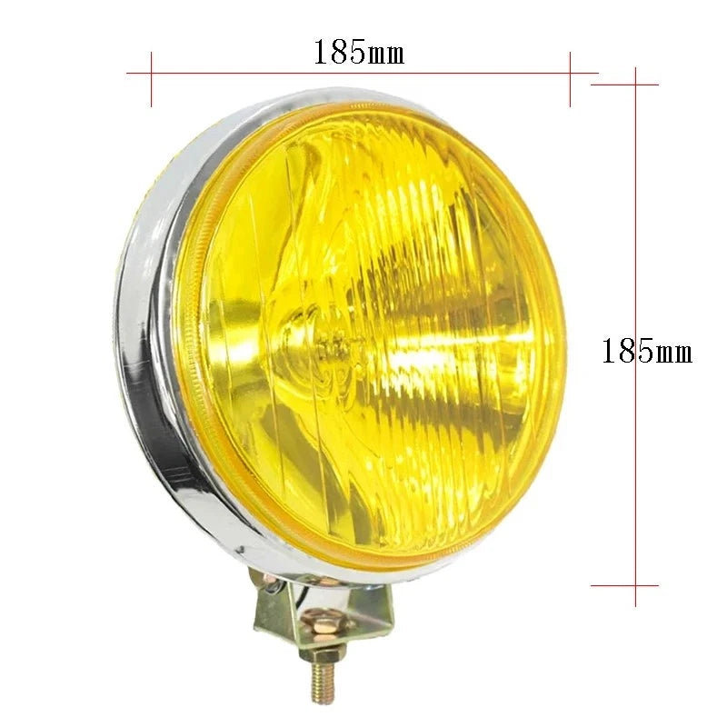 Set of 2 Round Chrome Yellow Halogen H3 12V Fog Lights for Universal Fit