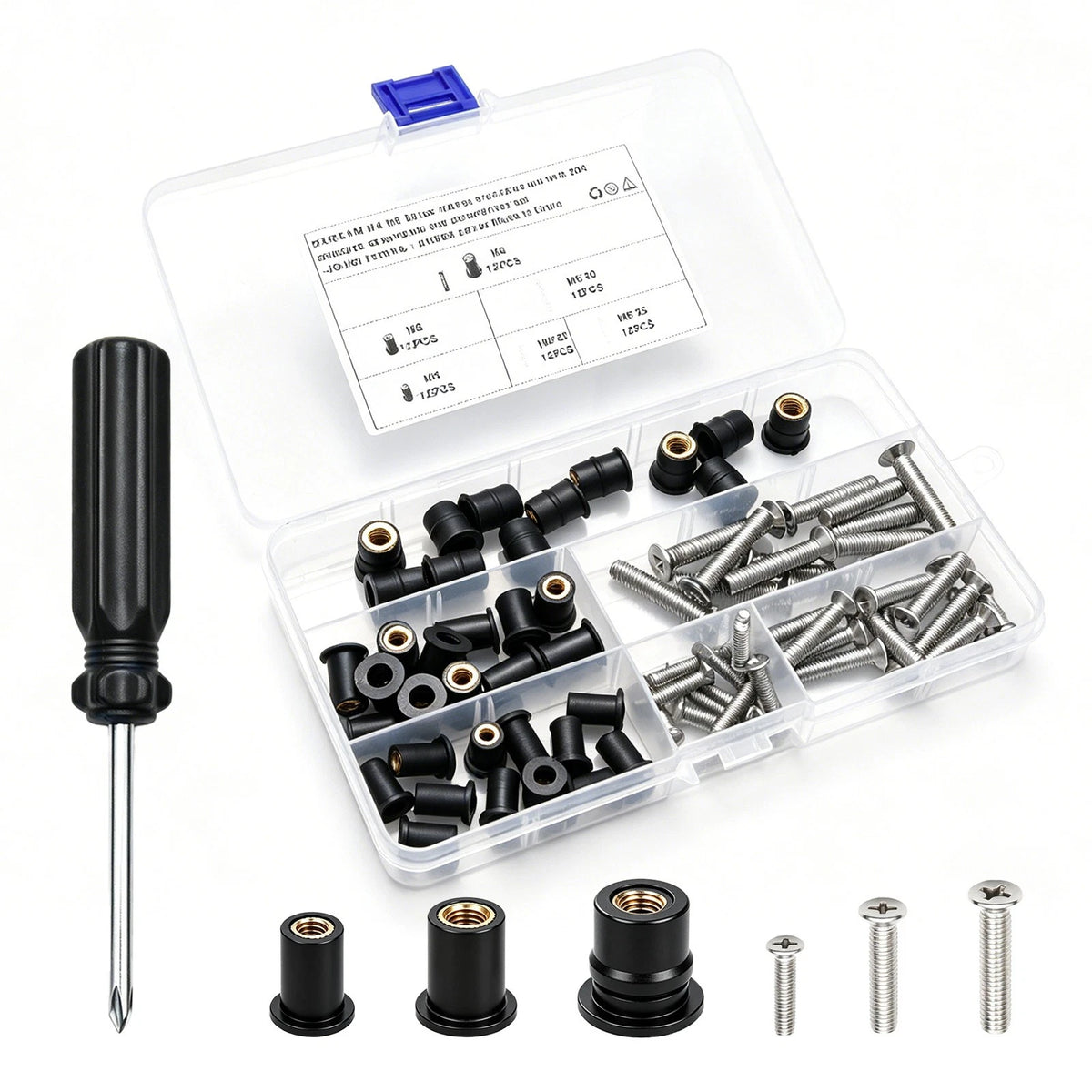 73Pcs Rubber Well Nut Kit with Stainless Steel Screws for Boat Canoe