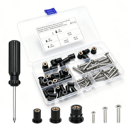 73Pcs Rubber Well Nut Kit with Stainless Steel Screws for Boat Canoe