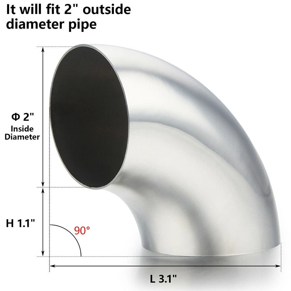 Elbow Pipe for Practical Automotive Exhaust Systems (Silver Stainless Steel)