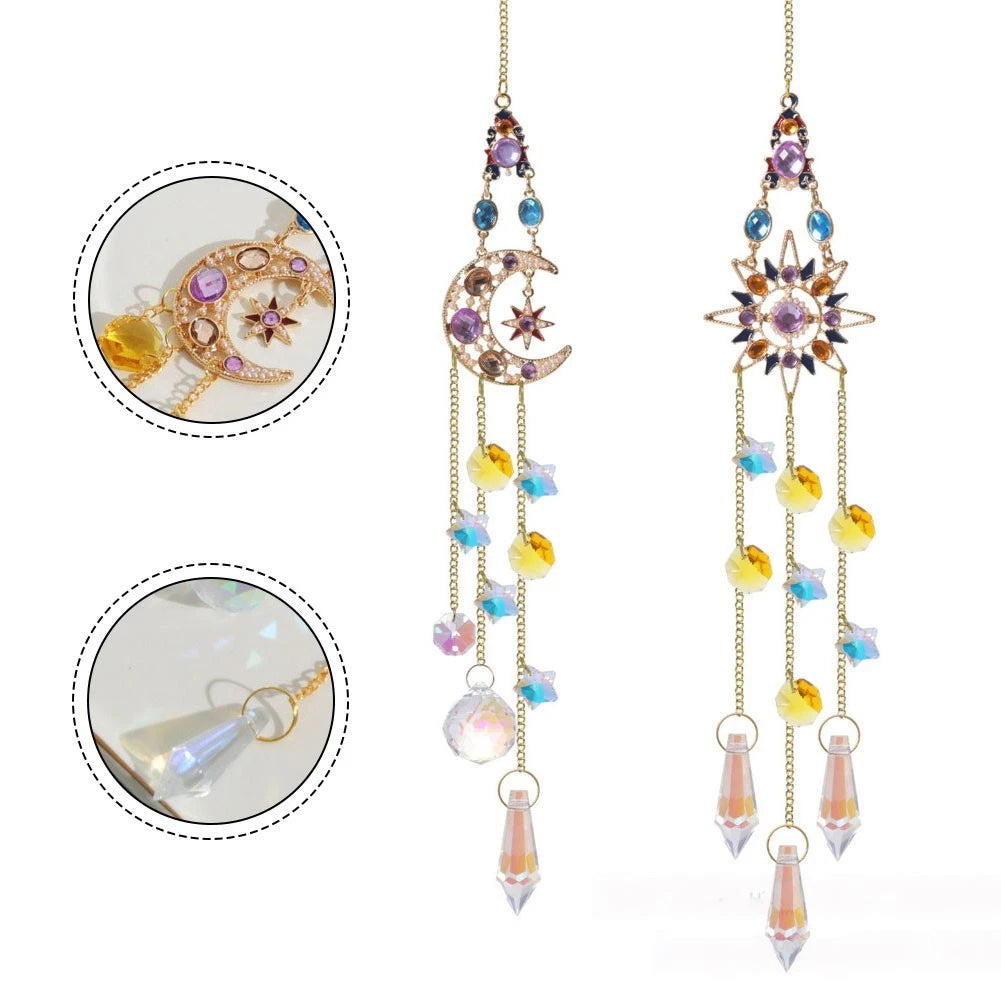 Outdoor Garden Wind Chime with Star Moon Design Sun Catcher Decor