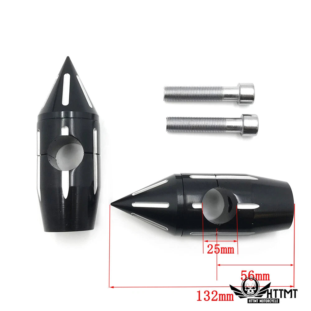 1" Black Motorcycle Spike Handlebar Risers for Universal (25mm, 5" Tall)