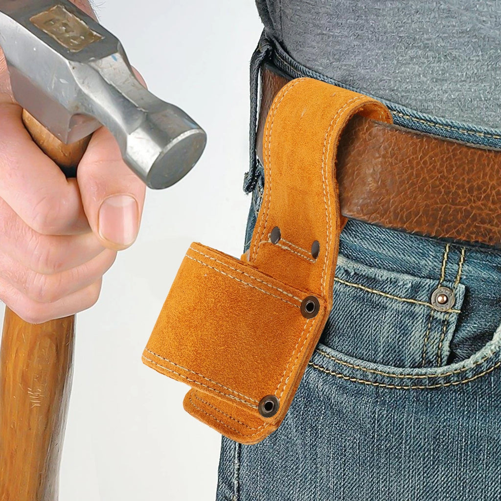 Cowhide Leather Tool Clip for Construction Workers and Carpenters