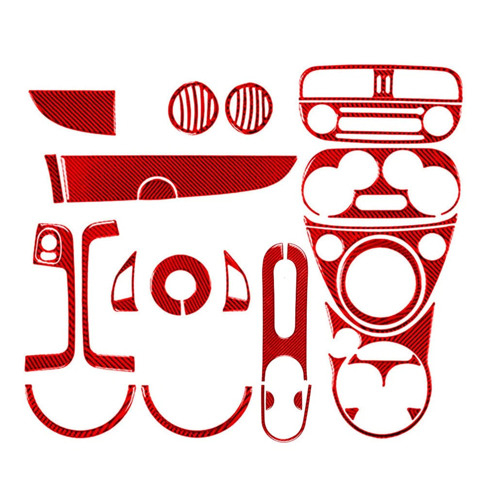 28pc Carbon Fiber Inner Complete Set for Fiat 500 (2012–2015) LHD Red