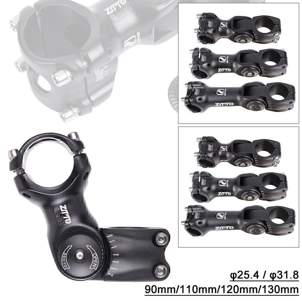 Adjustable Handlebar Stem for MTB Road Bike (60° 31.8mm, 90/110/130mm)