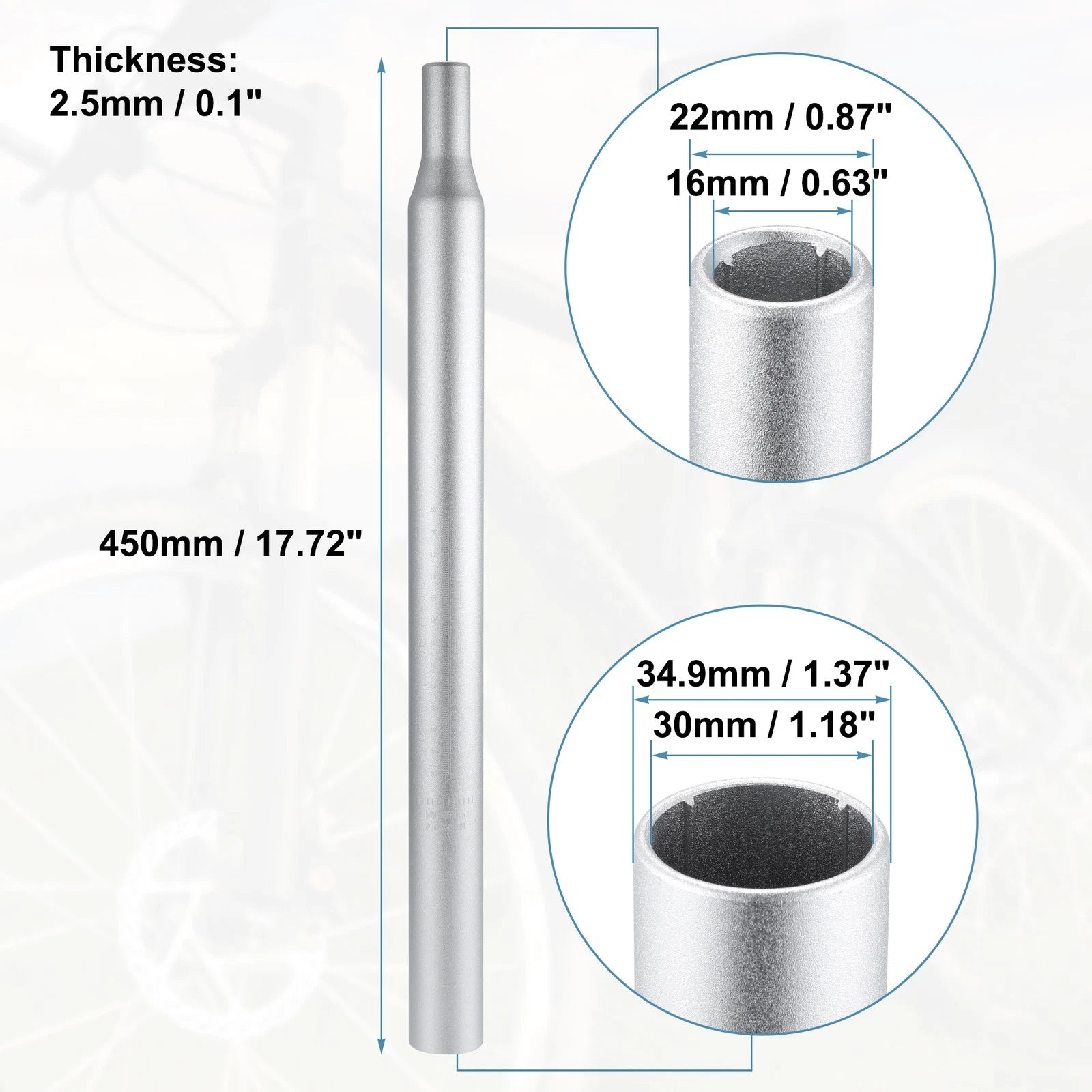 Aluminum Alloy Seat Post with Scale Mark for Bicycle (34.9x450mm)