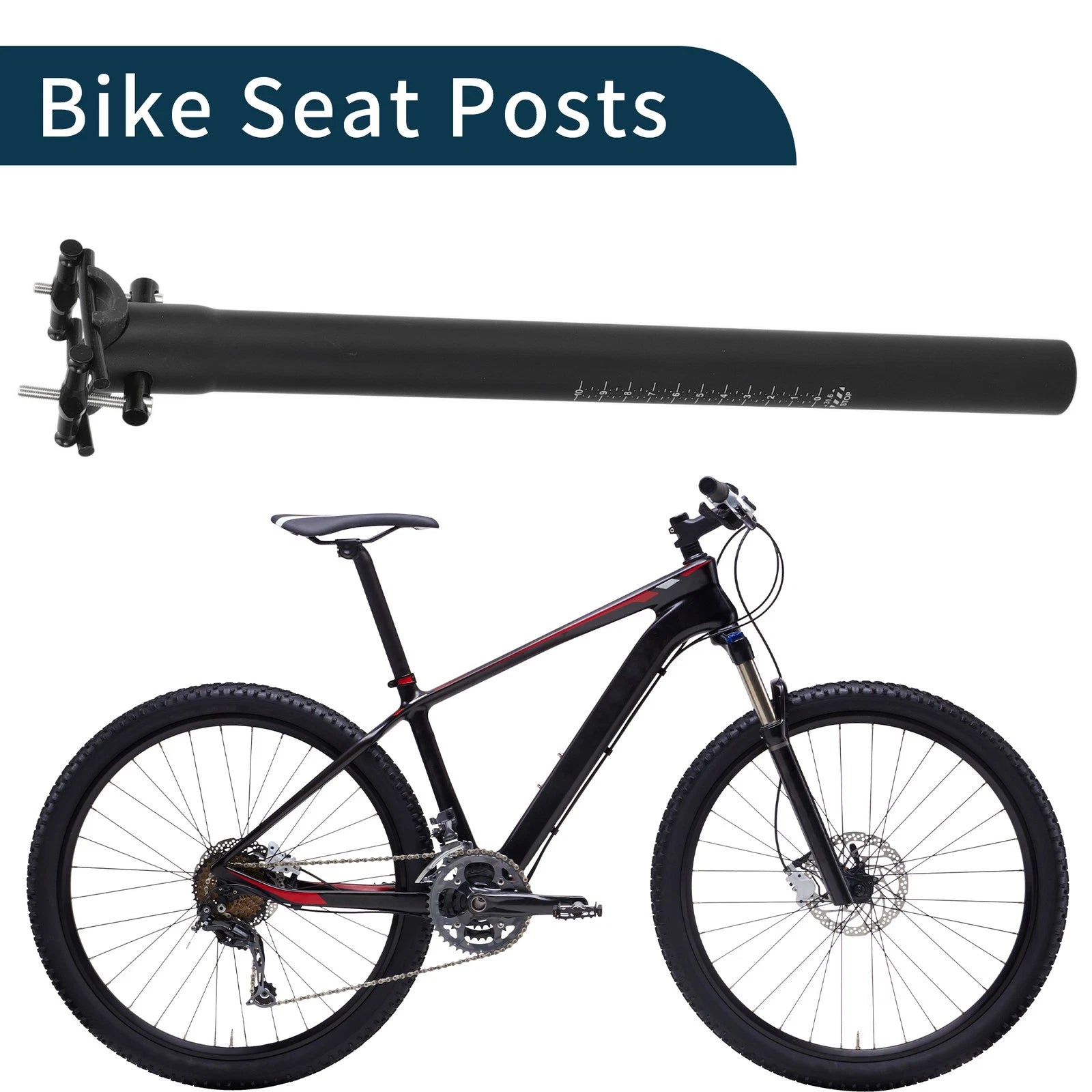 Bike Seat Post 31.6x400mm Lightweight 2-Bolt Replacement for Universal