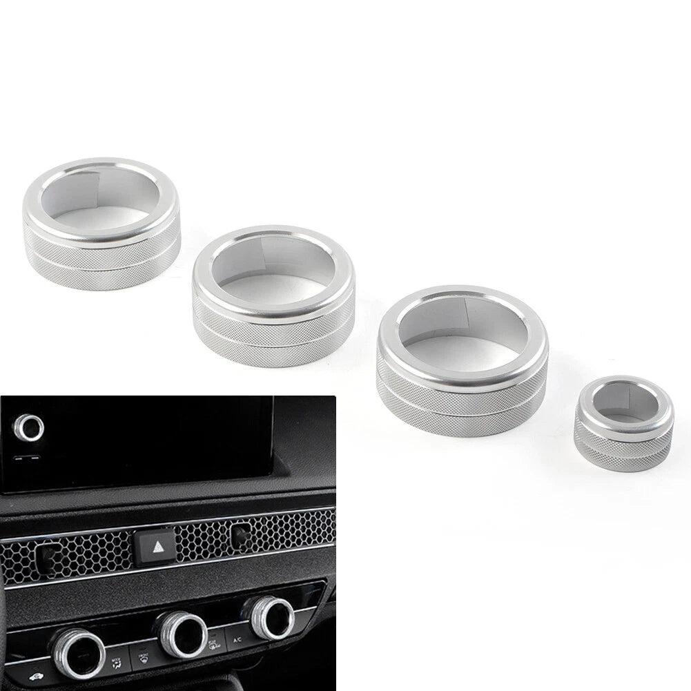 Silver Console AC Climate Control Knob Ring Cover for Honda Civic CR-V (2023-2024)