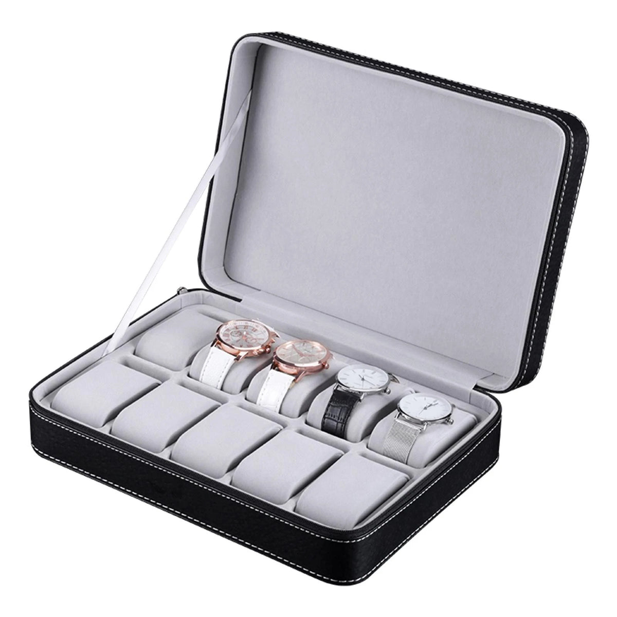 10-Slot PU Leather Watch Travel Case Waterproof Organizer