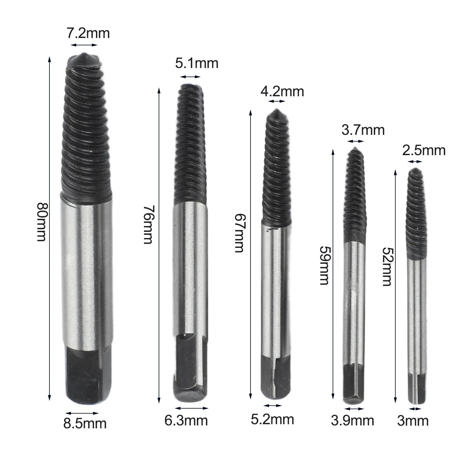 5pcs Screw Extractor Set for Stripped Broken Rusted Screws