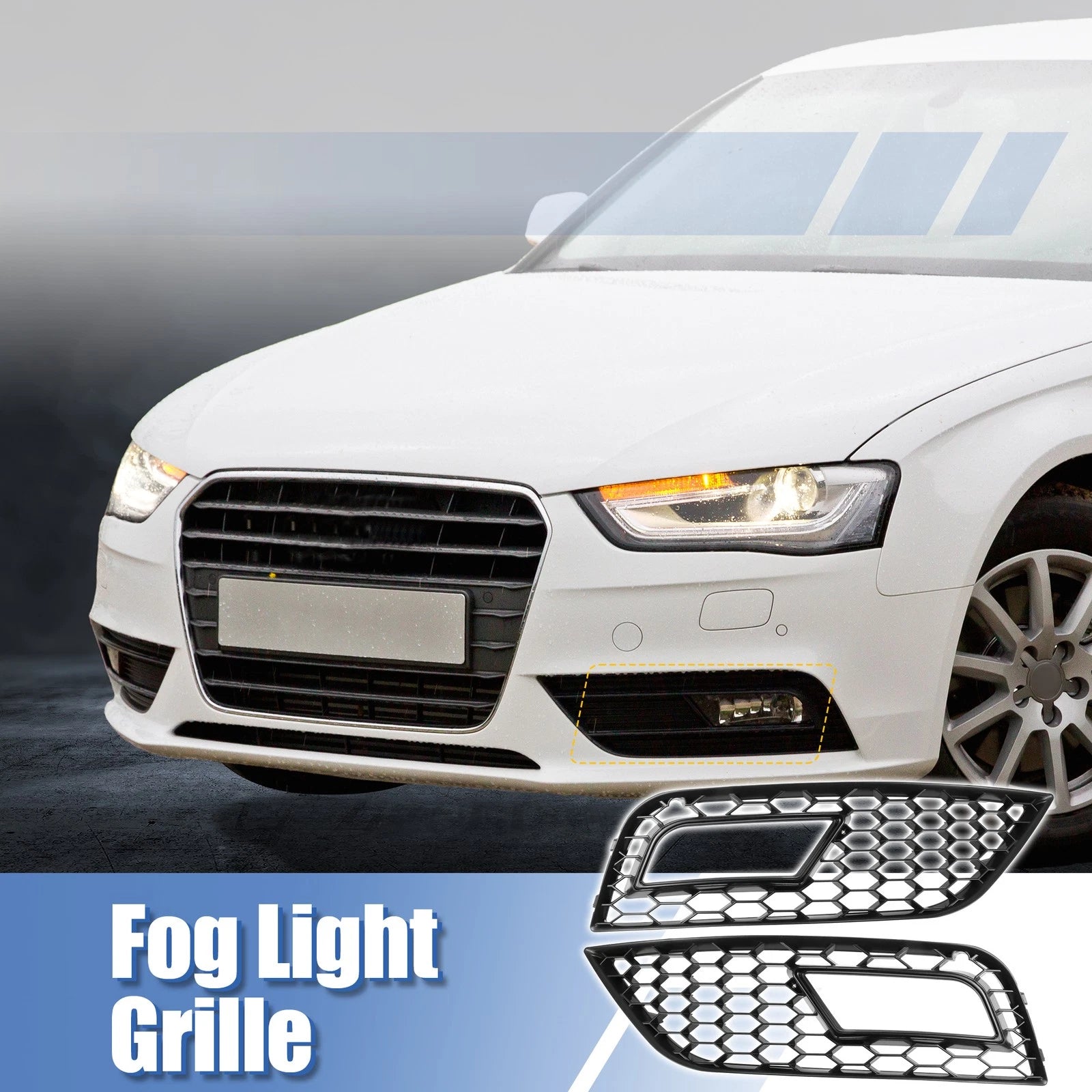 Front Bumper Fog Light Mesh Grille Cover for Audi A4 B8.5 (2013–2016)