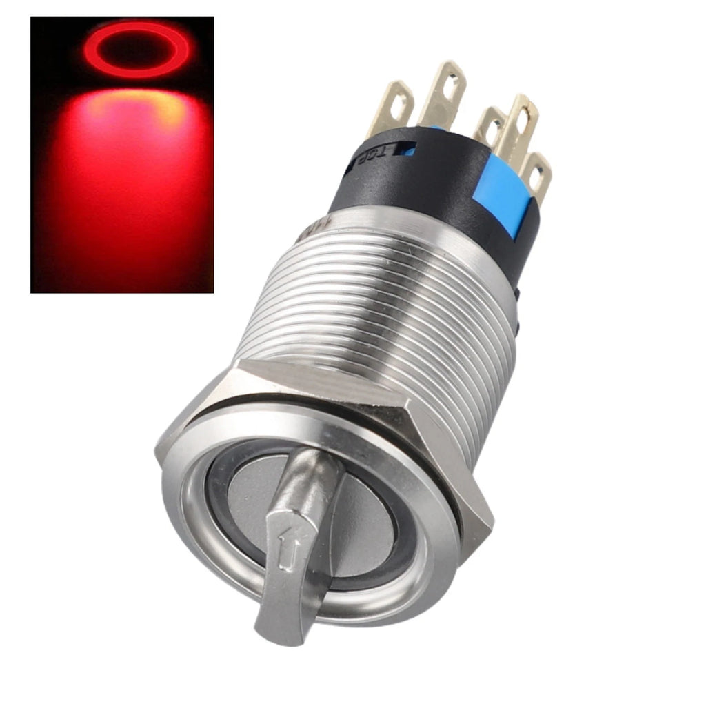 19mm Rotary Switch Self Locking 2 Positions LED Push Button