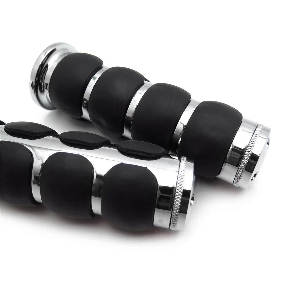 Chrome 1" 25mm Rubber Hand Grip for Harley Davidson FXDWG (1993–2017)
