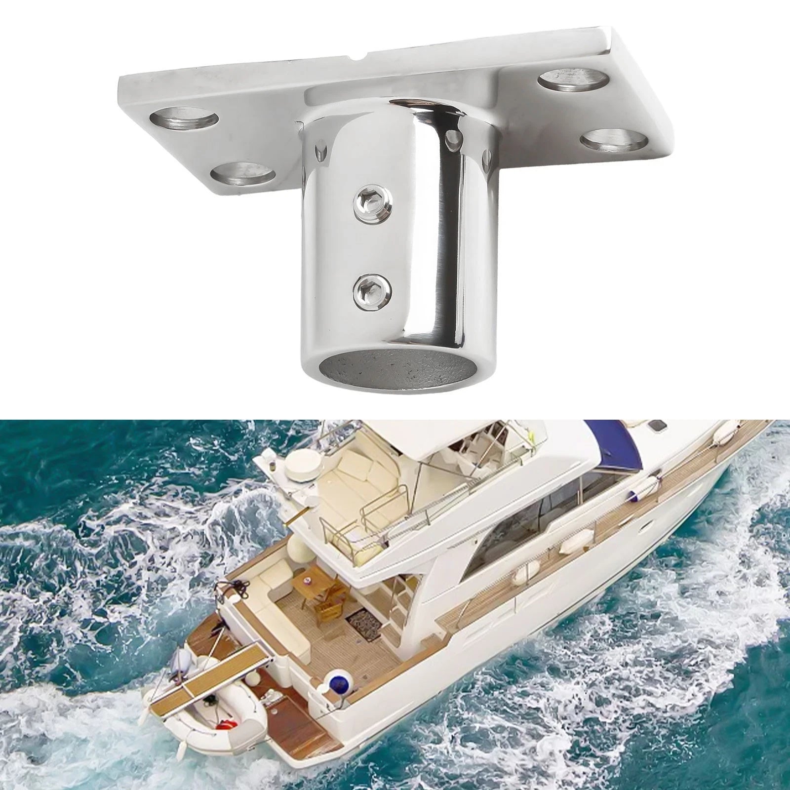 90 Degree Rectangular Handrail Base for Marine Applications
