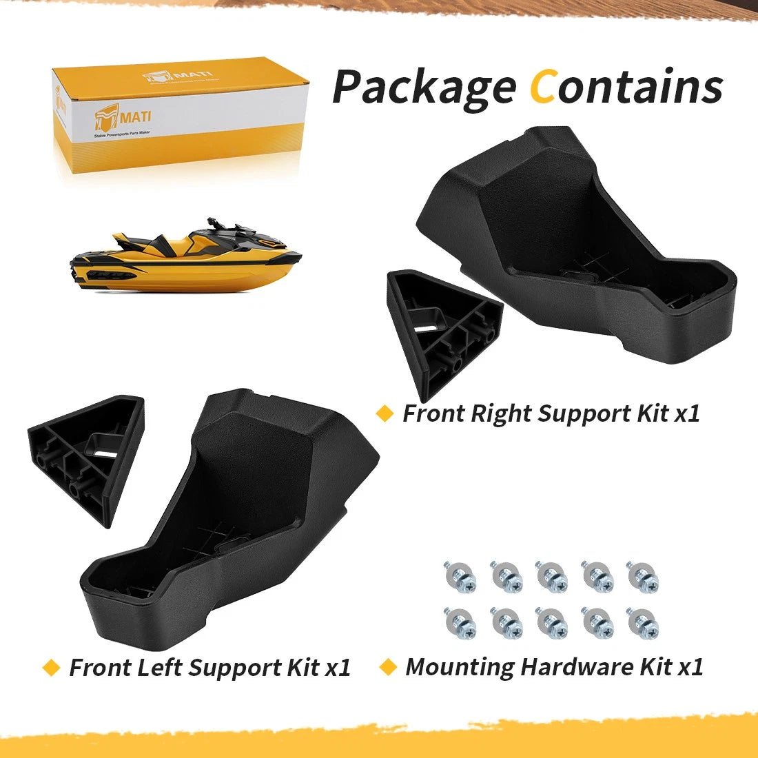 Front Left & Right Side Support Mount Kit for Sea-Doo Wake PRO (2017–2023)