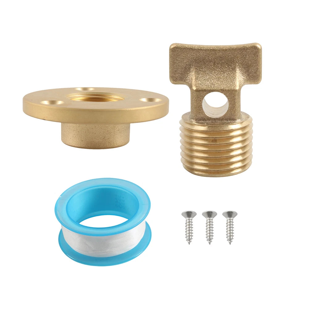 Drain Kit for Solid Brass 1/2 NPT (Includes Flange, Washer, Screws)