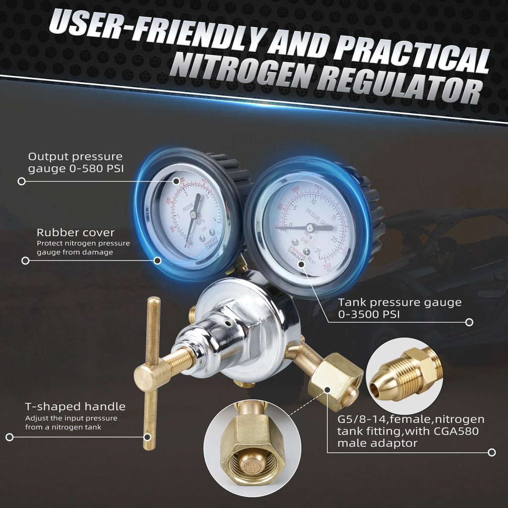 Brass Nitrogen Regulator Shock Fill Kit for Universal Applications (8' Hose)