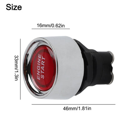 12V DC Keyless Start Button with Illuminated Red Button for Universal Use