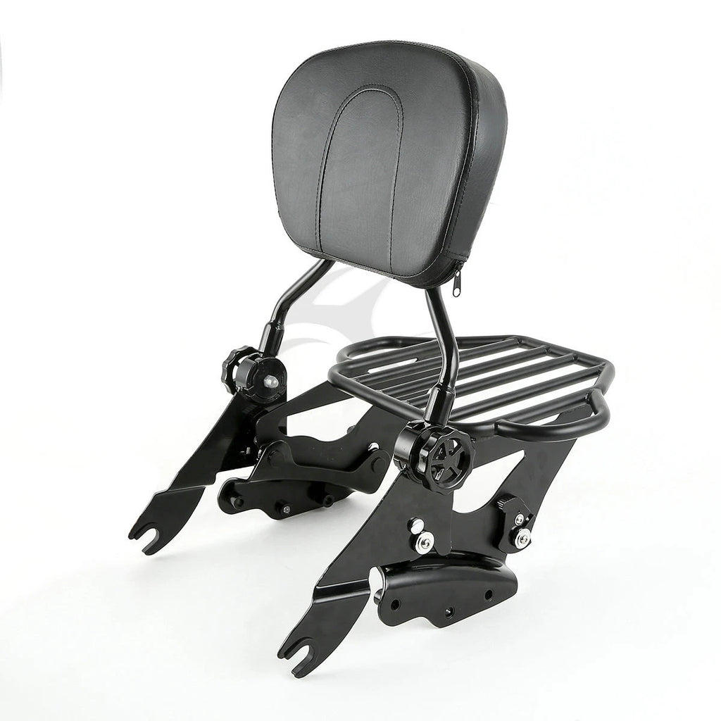 Backrest Pad Sissy Bar Rack & 4 Point Docking for Harley Touring (2009–2013)