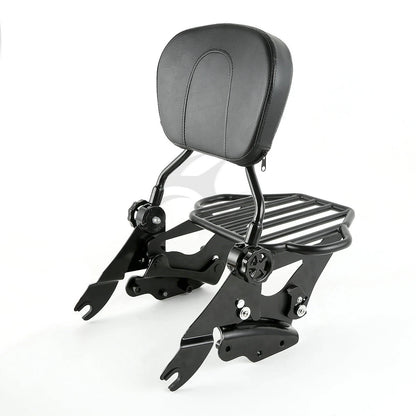 Backrest Pad Sissy Bar Rack & 4 Point Docking for Harley Touring (2009–2013)