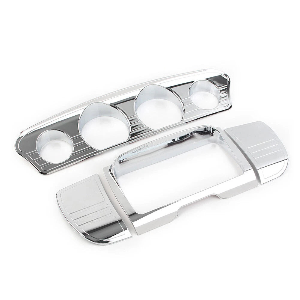 Chrome Tri Line Gauge Stereo Accent Trim Covers for Harley Electra Glide (2014–2023)