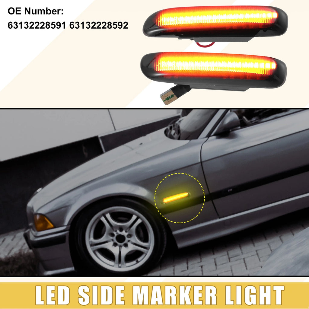 Front LED Side Marker Light Black Amber Lens Pair for BMW 1 Series (2011–2019)