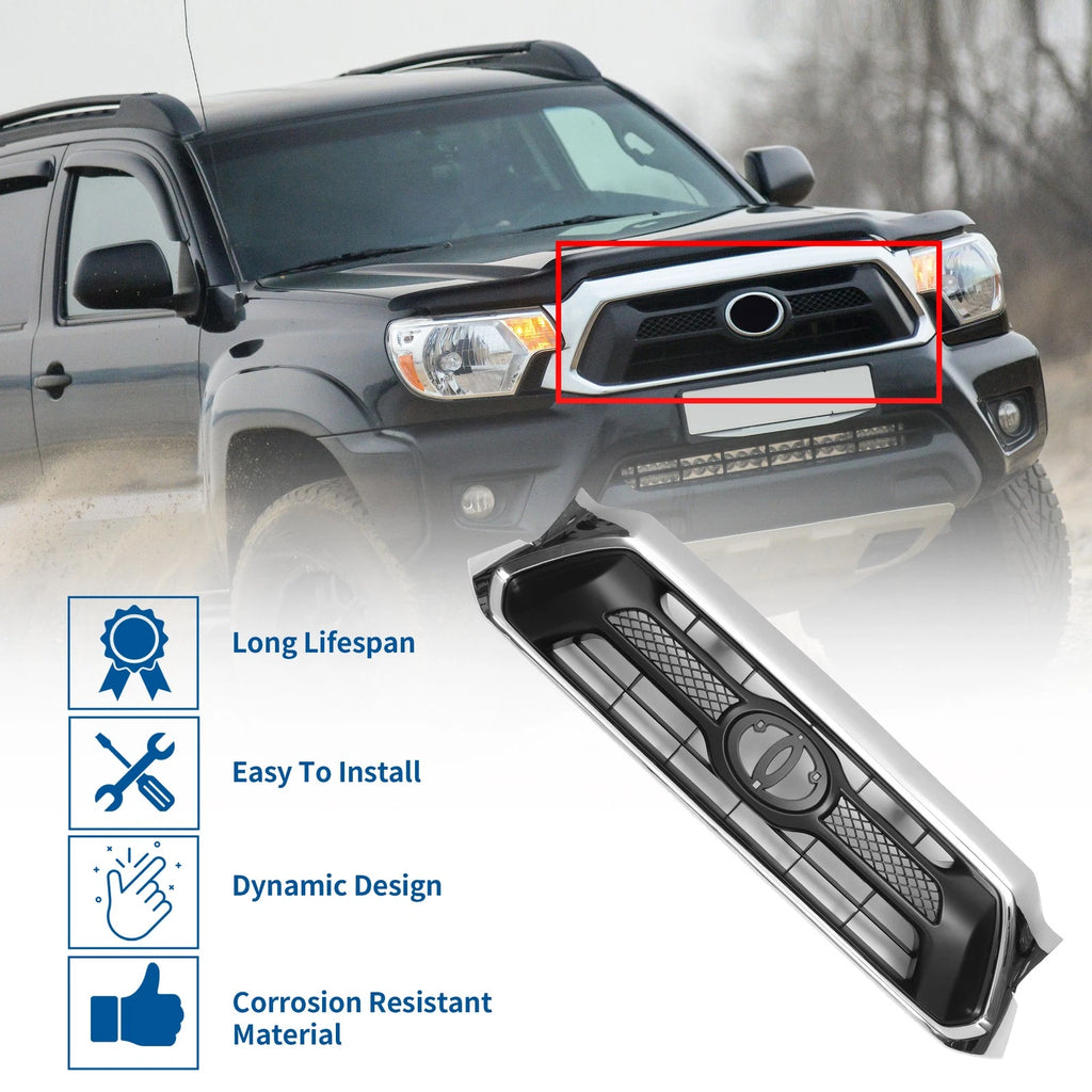Front Hood Bumper Grille Grill Replacement for Toyota Tacoma (2012–2015)