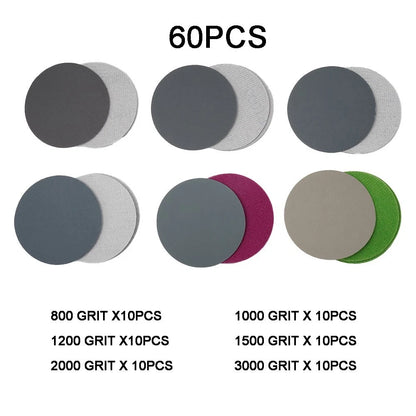 60pcs Sanding Discs Set for Hook & Loop Accessories