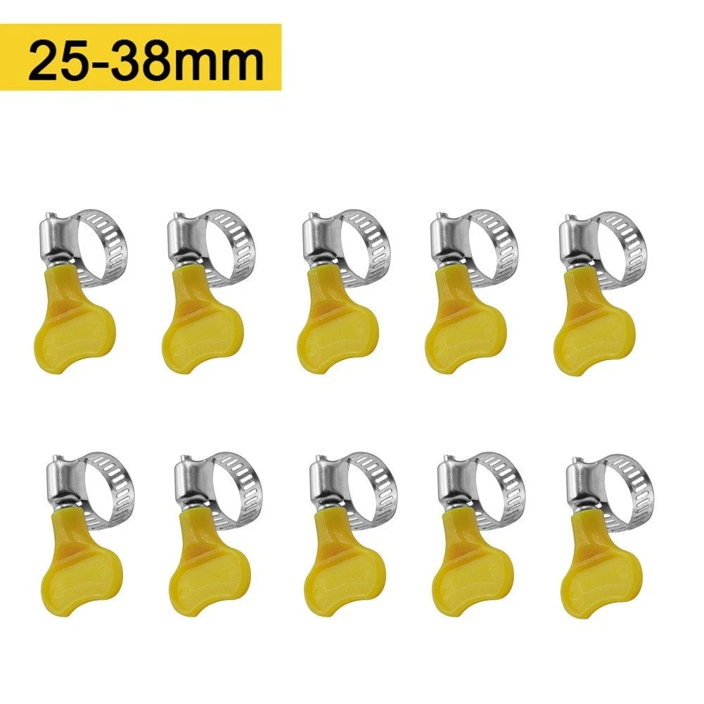 Set of 10 Adjustable Yellow Plastic Hose Clamp Pipe Clips for