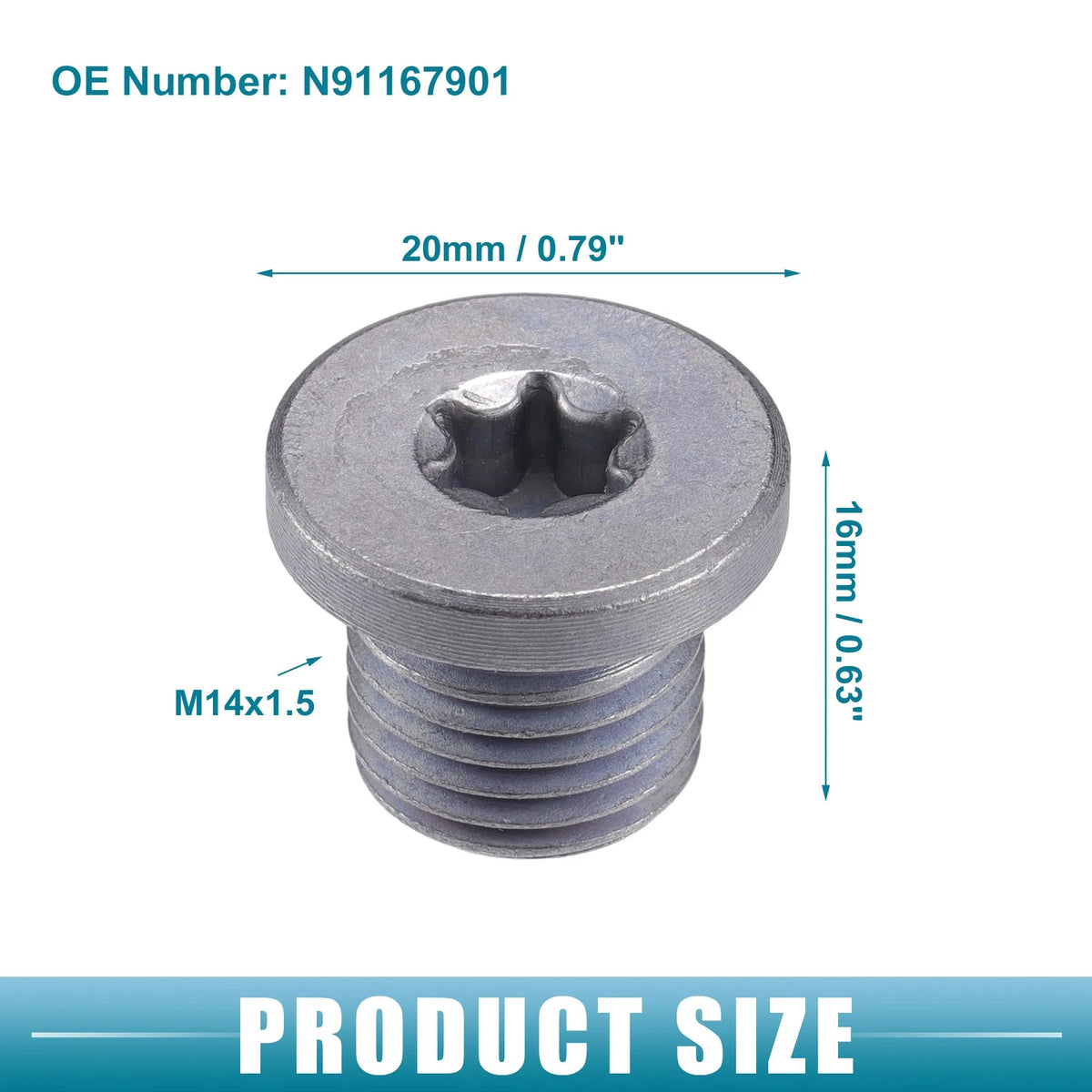 Oil Drain Plug No.N91167901 for Audi A3 (2009–2013, 2022–2023)