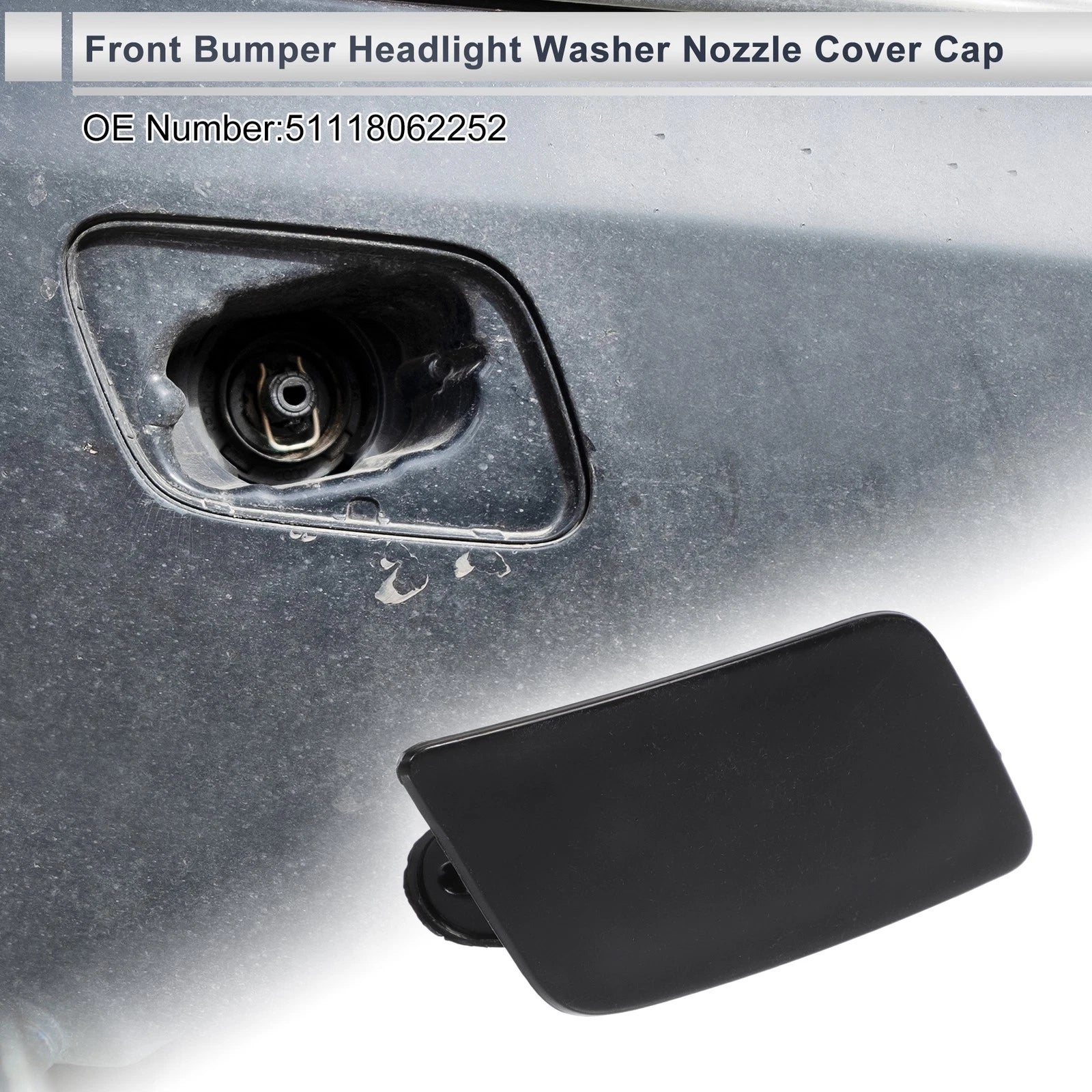 Front Right Headlight Washer Nozzle Cover Cap for BMW 335i Unpainted (2007–2013)