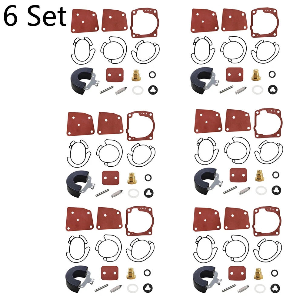 Set of 6 Carburetor Rebuild Kits for Johnson Evinrude (438996, 436852, 18-7247)