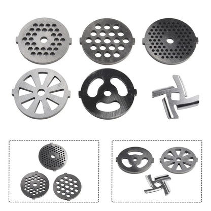 6X Stainless Steel Meat Grinder Plates & Blades Accessories