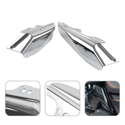 2X Mid-Frame Air Deflectors Heat Shield Chrome for Harley Touring (2014–2023)