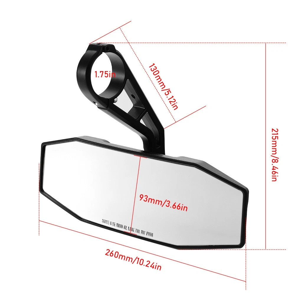 Center Rear View Mirror with 1.75" Clamp For Polaris RZR General 1000 1000 XP