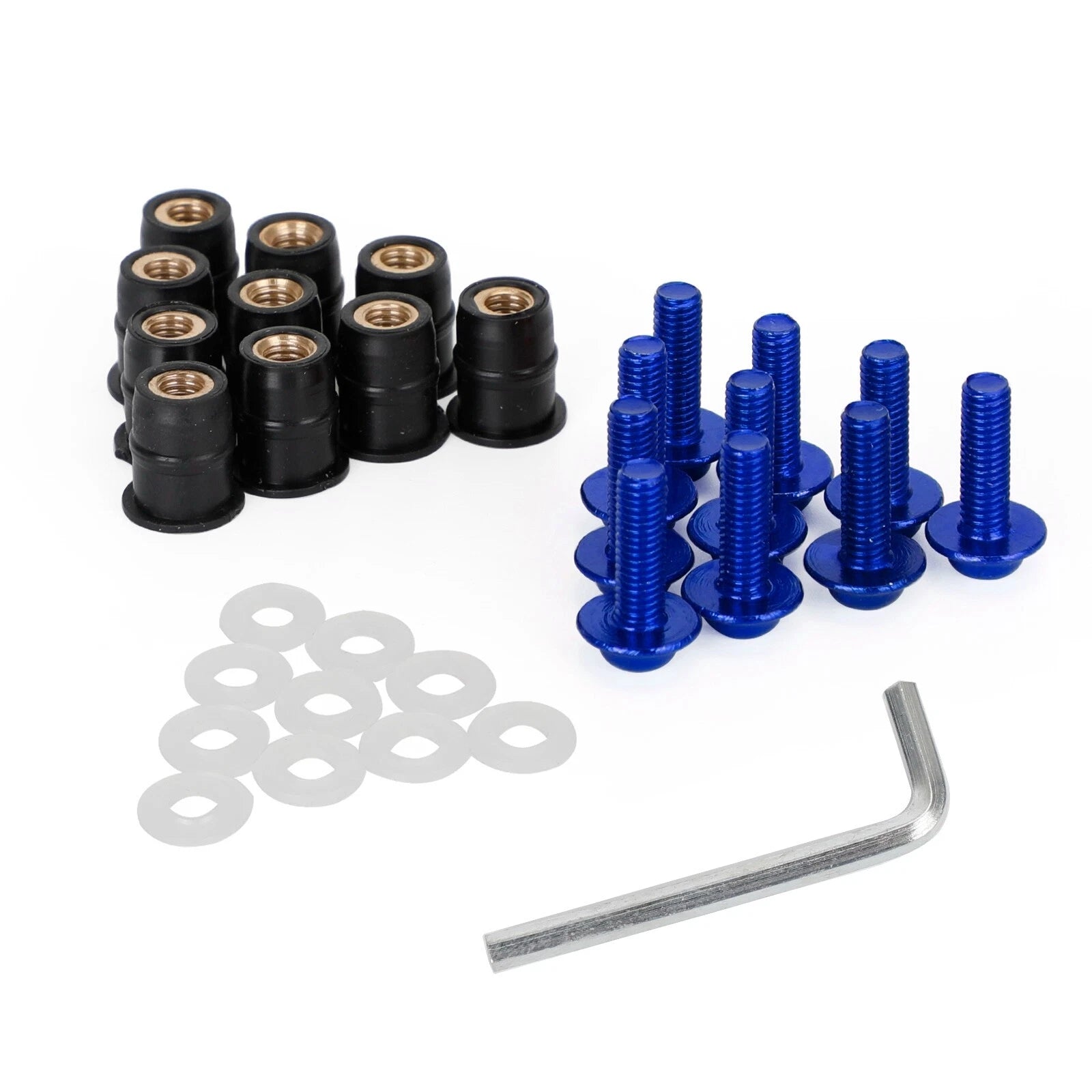10 Pack Wind Screen Shield Screws & Washers for Motorcycle (M5x16mm, Blue)
