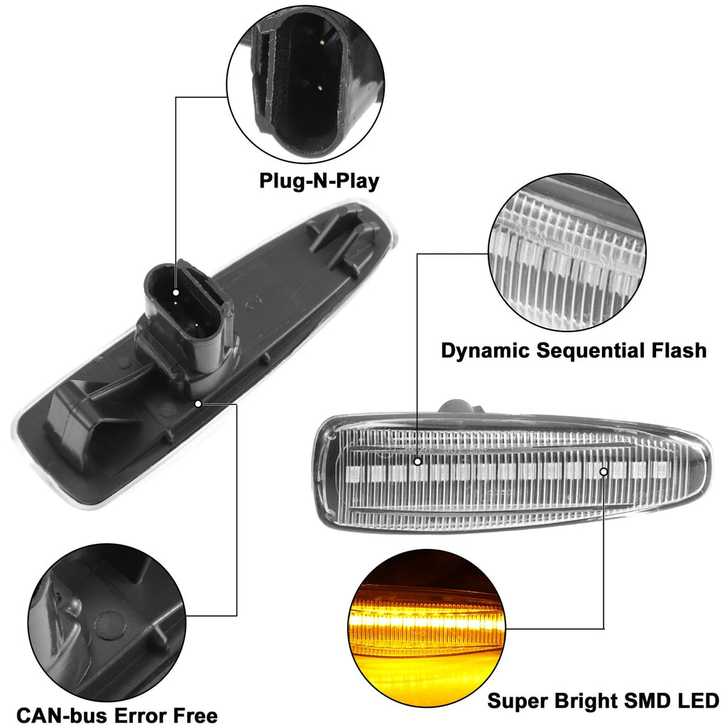 LED Side Marker Light Pair Replacement for Mitsubishi Lancer VIII (2008–2017)