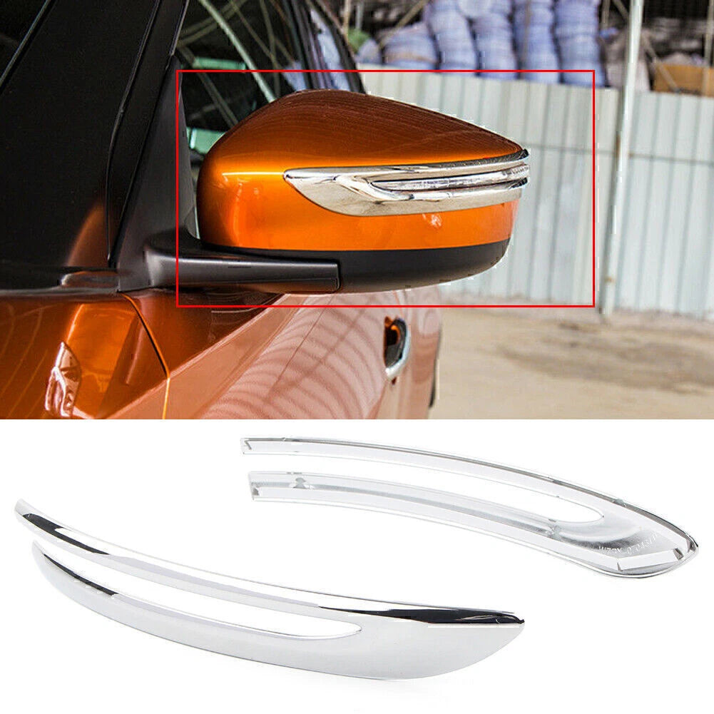 2pcs Chrome Rear View Mirror Stripe Cover Trim for Nissan Kicks (2017–2019)