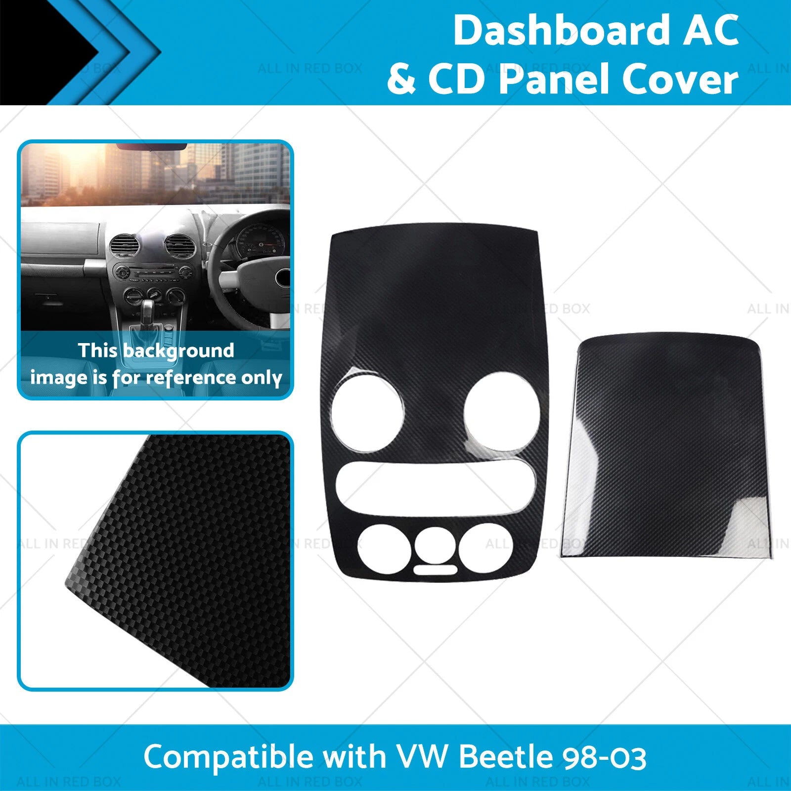 Carbon Style Center Dashboard AC & CD Panel Cover for VW Beetle (1998–2003)