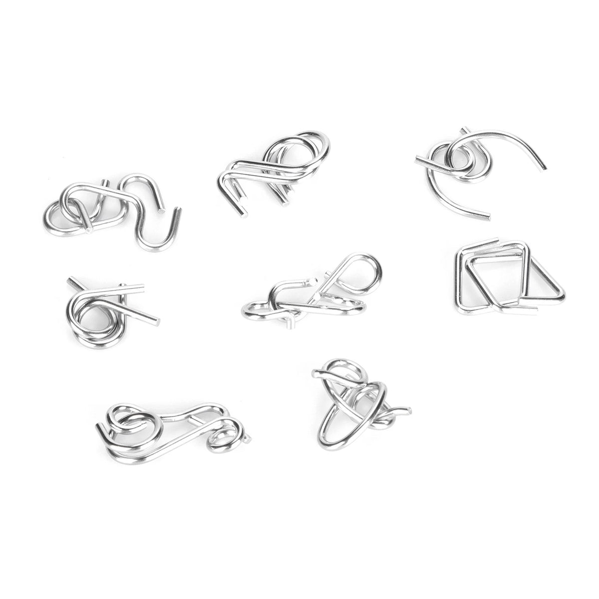 8PCS Metal Puzzle Wire IQ Mind Brain Teaser Toy for Kids