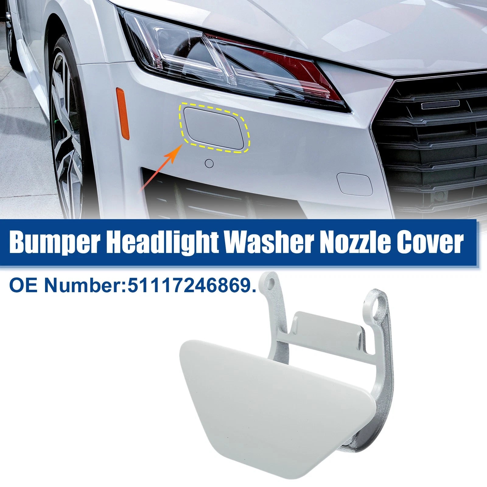 Left Headlight Washer Spray Nozzle Cover Cap for BMW 5 Series F10 (2011–2017)